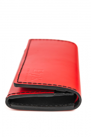Portofel dama din piele naturala, personalizabil, Eva, rosu (cusatura neagra) [4]