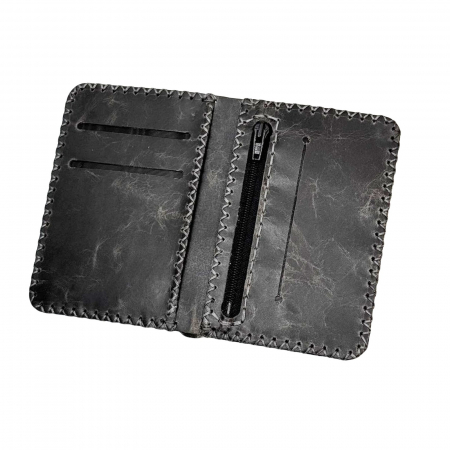 Portofel, personalizabil, din piele naturala, compartiment marunt, Jack 2 M, Gri [2]