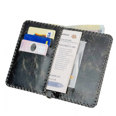 Portofel, din piele naturala, Jack 2 L, Gri antichizat [4]