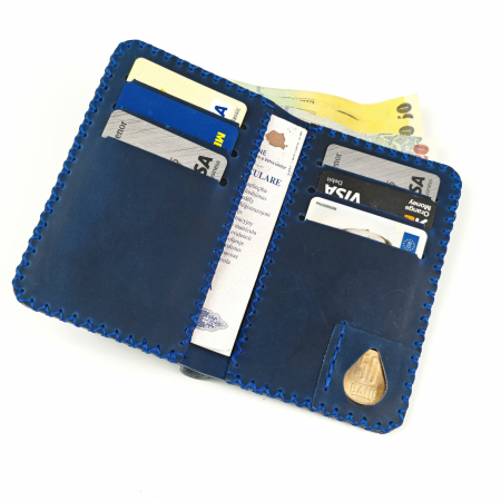 Portofel, din piele naturala, Jack L, Albastru [5]