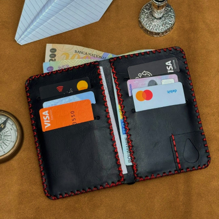 Portofel, personalizabil, din piele naturala, Jack L, Negru antichizat [4]