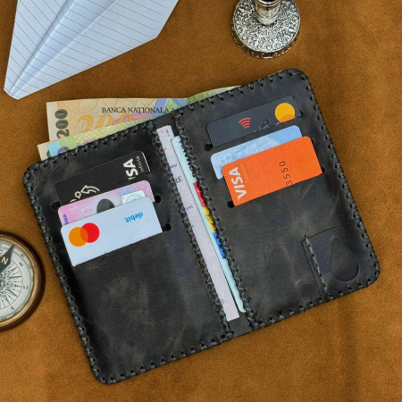 Portofel, personalizabil, din piele naturala, Jack L, Gri antichizat [5]