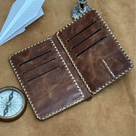 Portofel, personalizabil, din piele naturala, Jack L, Maro antichizat [7]