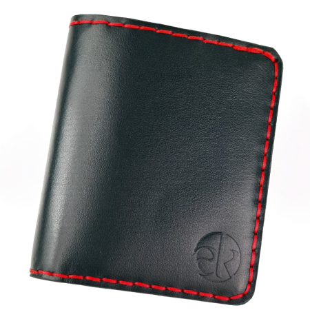 Toate produsele - Portofel din piele naturala, Odin, negru cu rosu