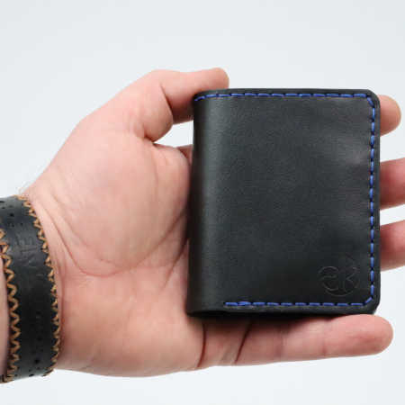 Portofel din piele naturala, Odin, negru cu albastru [5]