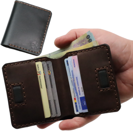 Toate produsele - Portofel din piele naturala, Odin, negru cu maro