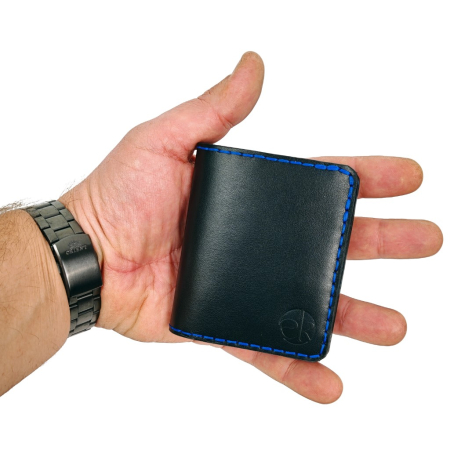 Portofel din piele naturala, Odin, negru cu albastru [3]