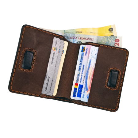 Portofel din piele naturala, Odin, negru cu maro [1]