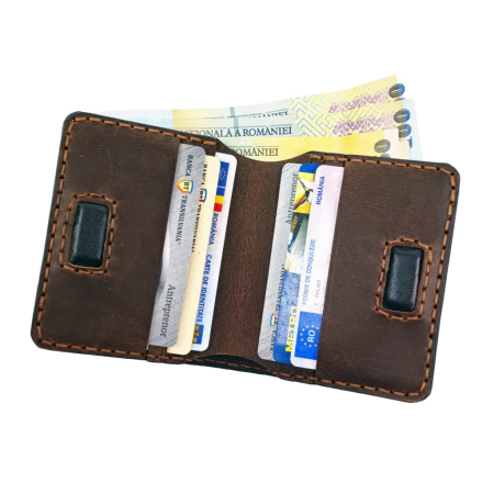 Portofel din piele naturala, Odin, negru cu maro [7]