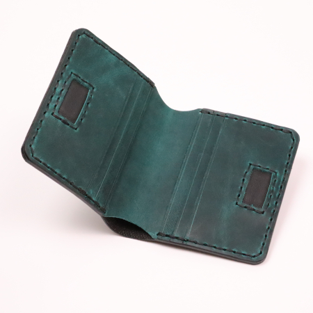 Portofel din piele naturala, personalizabil, Odin, negru cu turcoaz [5]