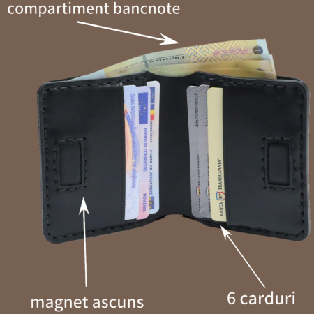 Portofel din piele naturala, personalizabil, Odin, negru [2]