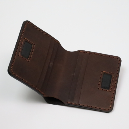 Portofel din piele naturala, personalizabil, Odin, negru cu maro [3]