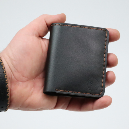 Portofel din piele naturala, personalizabil, Odin, negru cu maro [6]