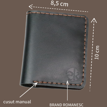 Portofel din piele naturala, personalizabil, Odin, negru cu maro [1]