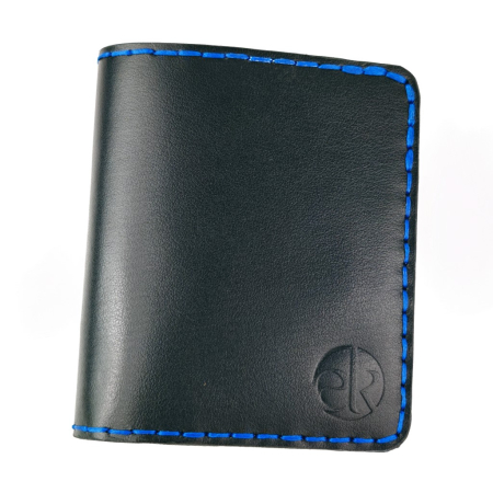 Noutati - Portofel din piele naturala, personalizabil, Odin, negru cu albastru