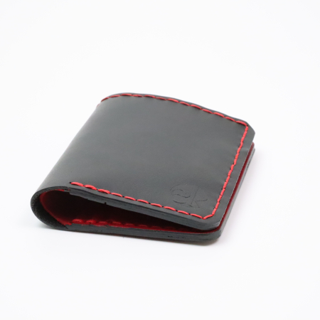 Portofel din piele naturala, personalizabil, Odin, negru cu rosu [4]