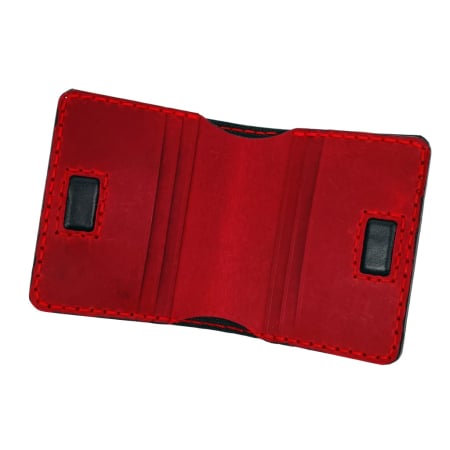 Portofel din piele naturala, personalizabil, Odin, negru cu rosu [4]