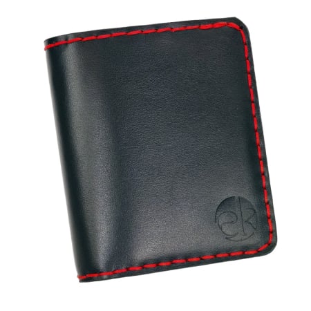 Noutati - Portofel din piele naturala, personalizabil, Odin, negru cu rosu