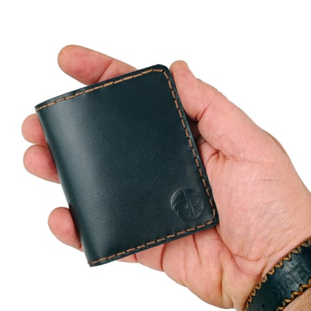 Noutati - Portofel din piele naturala, personalizabil, Odin, negru cu maro