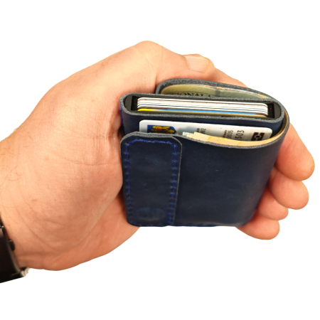 Portofel din piele naturala, personalizabil, Zeno, albastru, protectie RFID [3]