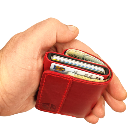 Portofel din piele naturala, personalizabil, Zeno, rosu, protectie RFID [3]