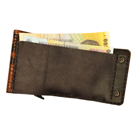 Portofel din piele naturala, Zeno, personalizabil, maro snake, protectie RFID [2]