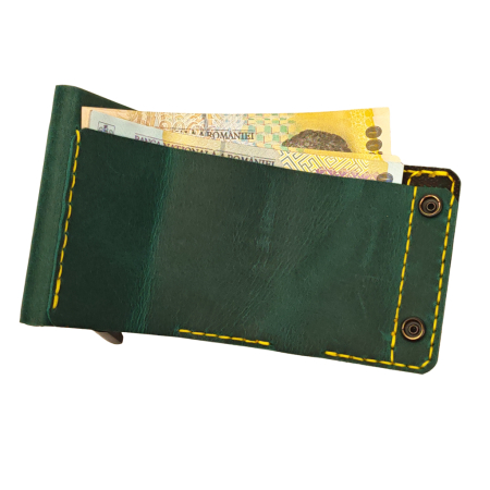 Portofel din piele naturala, Zeno, turcoaz cu galben, protectie RFID [2]