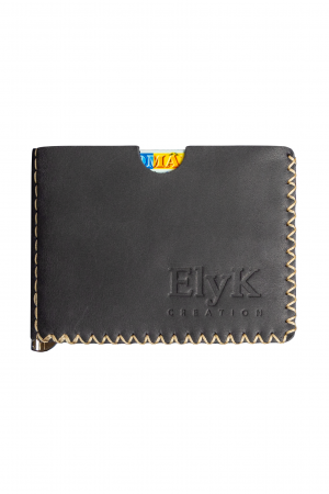 Construieste-ti singur produsul - Portofel minimalist, personalizabil, din piele naturala, Loki, Negru Mat , cusut in X, lucrat si cusut manual, handmade