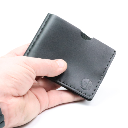 Portofel slim barbati din piele naturala, lucrat si cusut manual, Loki, handmade, Negru [4]