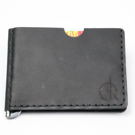 Portofel slim barbati din piele naturala, lucrat si cusut manual, Loki, handmade, Negru Mat [3]