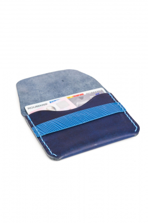 Portofel minimalist din piele naturala, lucrat si cusut manual, Hapi, Handmade, Bleumarin, Produs in Romania [6]