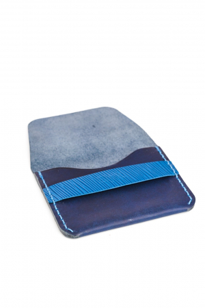 Portofel minimalist din piele naturala, lucrat si cusut manual, Hapi, Handmade, Bleumarin, Produs in Romania [3]