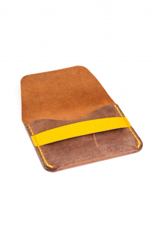 Portofel minimalist din piele naturala, lucrat si cusut manual, Hapi, Handmade, Maro Crazy Horse, Produs in Romania [4]