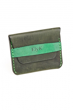 Portofel minimalist din piele naturala, lucrat si cusut manual, Hapi, Handmade, Verde Inchis ( Kaki ), Produs in Romania [8]