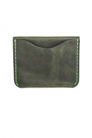 Portofel minimalist din piele naturala, lucrat si cusut manual, Hapi, Handmade, Verde Inchis ( Kaki ), Produs in Romania [7]