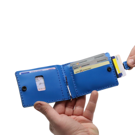 Portofel slim barbati din piele naturala, lucrat si cusut manual, Loki, handmade, Maro ( Crazy Horse ) [1]