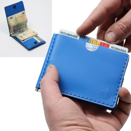 Construieste-ti singur produsul - Portofel slim barbati din piele naturala, lucrat si cusut manual, Loki, handmade, Maro ( Crazy Horse )