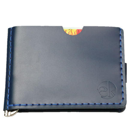 Portofel minimalist, personalizabil, din piele naturala, Loki, Bleumarin, lucrat si cusut manual, handmade [3]