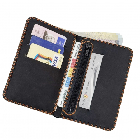 Portofel, personalizabil, din piele naturala, compartiment marunt, Jack 2 L, Negru [3]