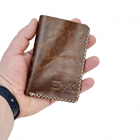 Portofel, din piele naturala, compartiment marunt, Jack 2 L, Maro [5]