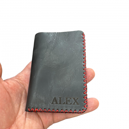 Portofel, personalizabil, din piele naturala, compartiment marunt, Jack 2 M, Negru antichizat [2]