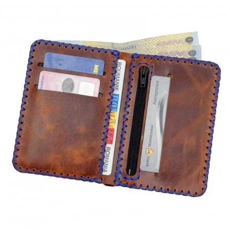 Construieste-ti singur produsul - Portofel, personalizabil, din piele naturala, compartiment marunt, Jack 2 M, Maro-roscat