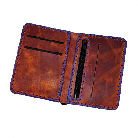 Portofel, personalizabil, din piele naturala, compartiment marunt, Jack 2 M, Maro-roscat [3]