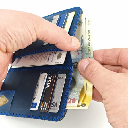 Portofel, personalizabil, din piele naturala, Jack L, Albastru [4]