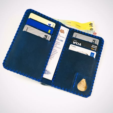 Portofel, personalizabil, din piele naturala, Jack L, Albastru [3]