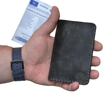 portofele barbati personalizabile - Portofel, personalizabil, din piele naturala, Jack L, Gri antichizat