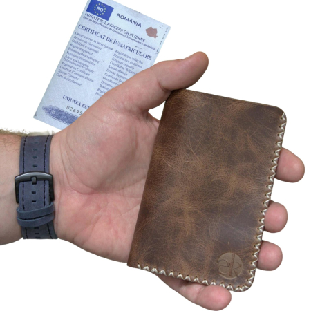 portofele barbati personalizabile - Portofel, personalizabil, din piele naturala, Jack L, Maro antichizat