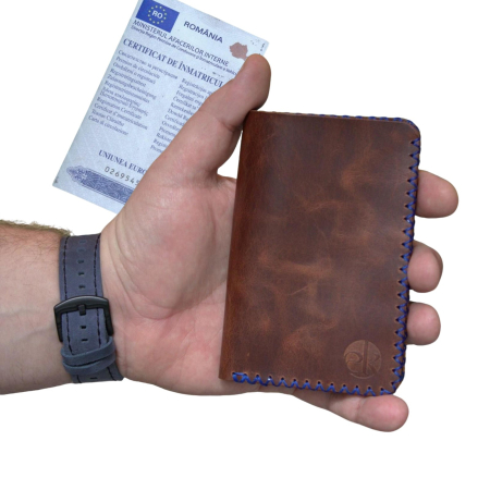 portofele barbati personalizabile - Portofel, personalizabil, din piele naturala, Jack L, Maro-roscat