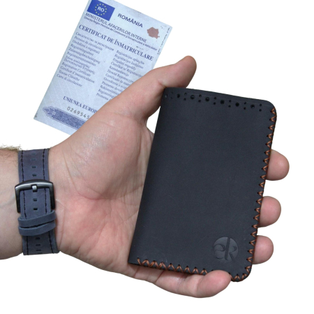 portofele barbati personalizabile - Portofel, personalizabil, din piele naturala, Jack L, Negru
