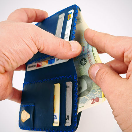 Portofel, personalizabil, din piele naturala, Jack M, Albastru [1]